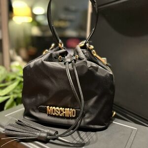 Moschino Black and Gold Tassel Shoulder Bag